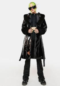 Vulva Collar Patent Coat sold by Dolls Kill