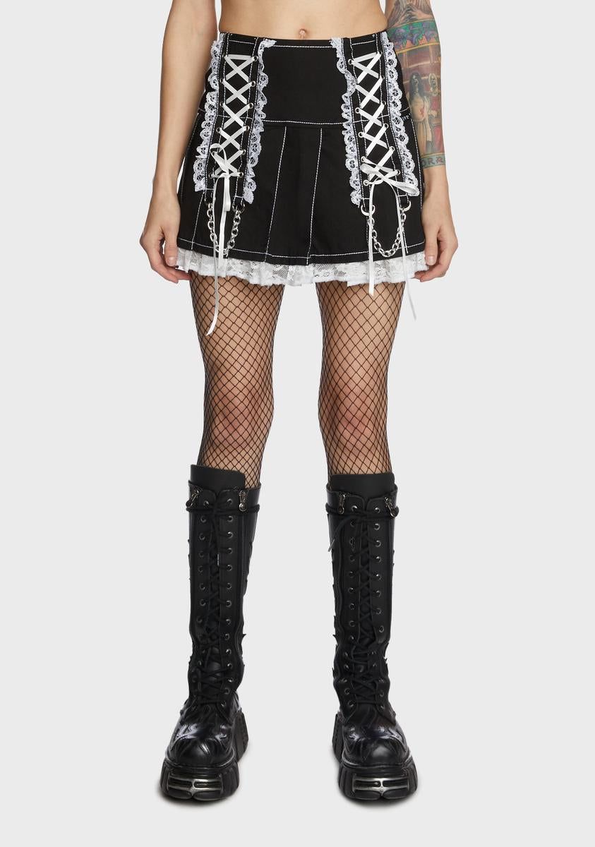 Lace Pleated Skirt sold by Dolls Kill