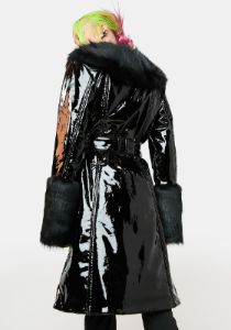 Vulva Collar Patent Coat sold by Dolls Kill