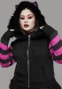 Total Psycho Kitty Striped Zip-Up Hoodie sold by Dolls Kill