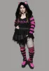 Total Psycho Kitty Striped Zip-Up Hoodie sold by Dolls Kill