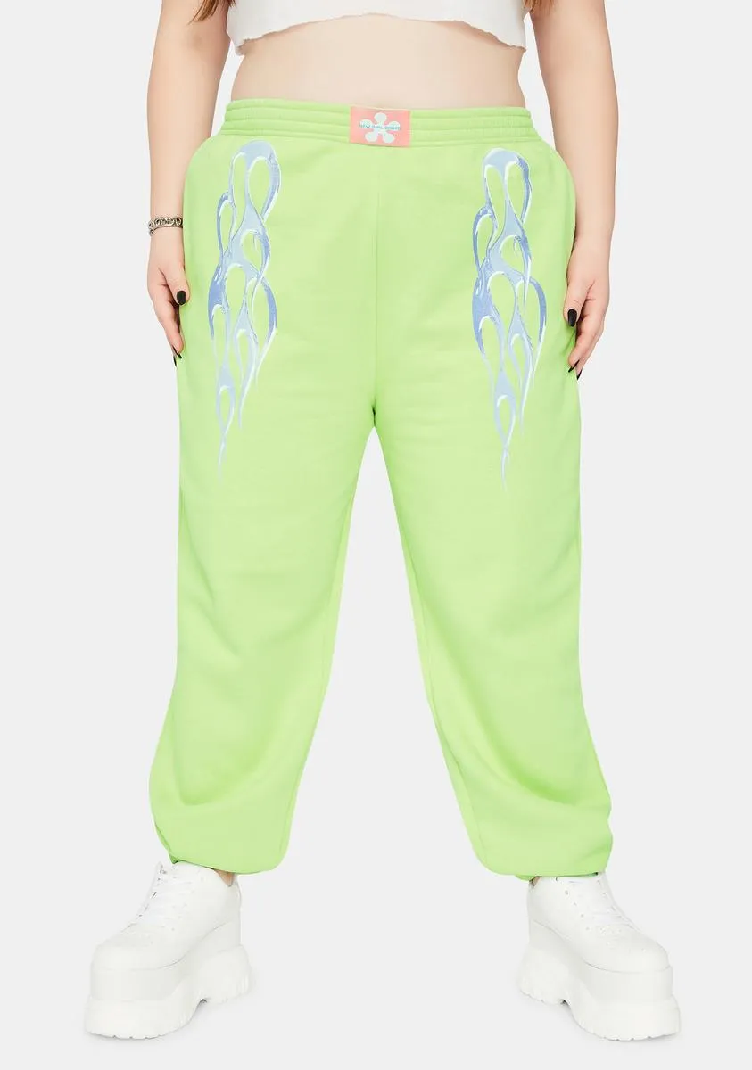 Plus Metallic Flame Sweatpants sold by Dolls Kill