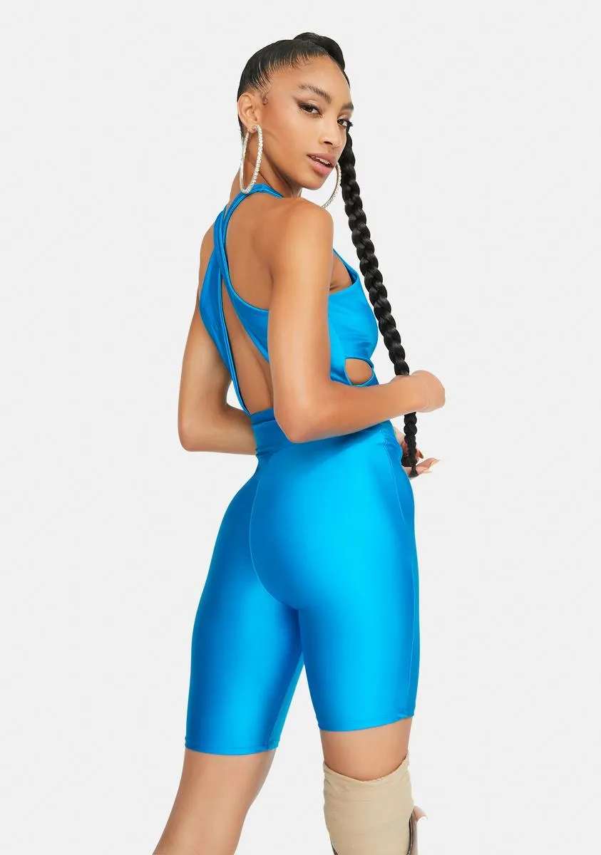 Aqua Electric Twist Criss Cross Romper sold by Dolls Kill product image thumbnail 3