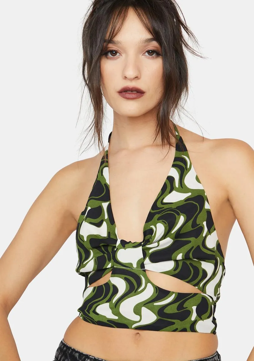 Artful Action Halter Crop Top sold by Dolls Kill