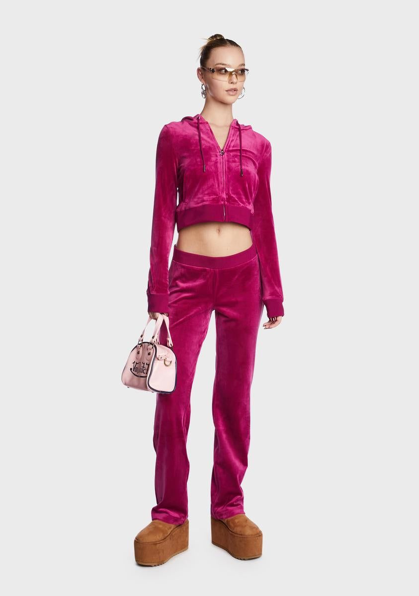 Raspberry Glaze OG Big Bling Velour Hoodie sold by Dolls Kill product image thumbnail 3