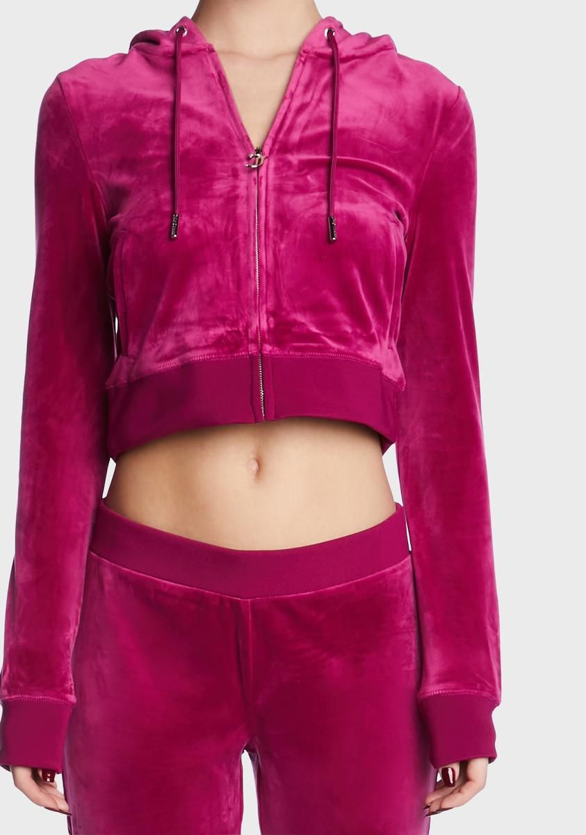 Raspberry Glaze OG Big Bling Velour Hoodie sold by Dolls Kill product image thumbnail 4