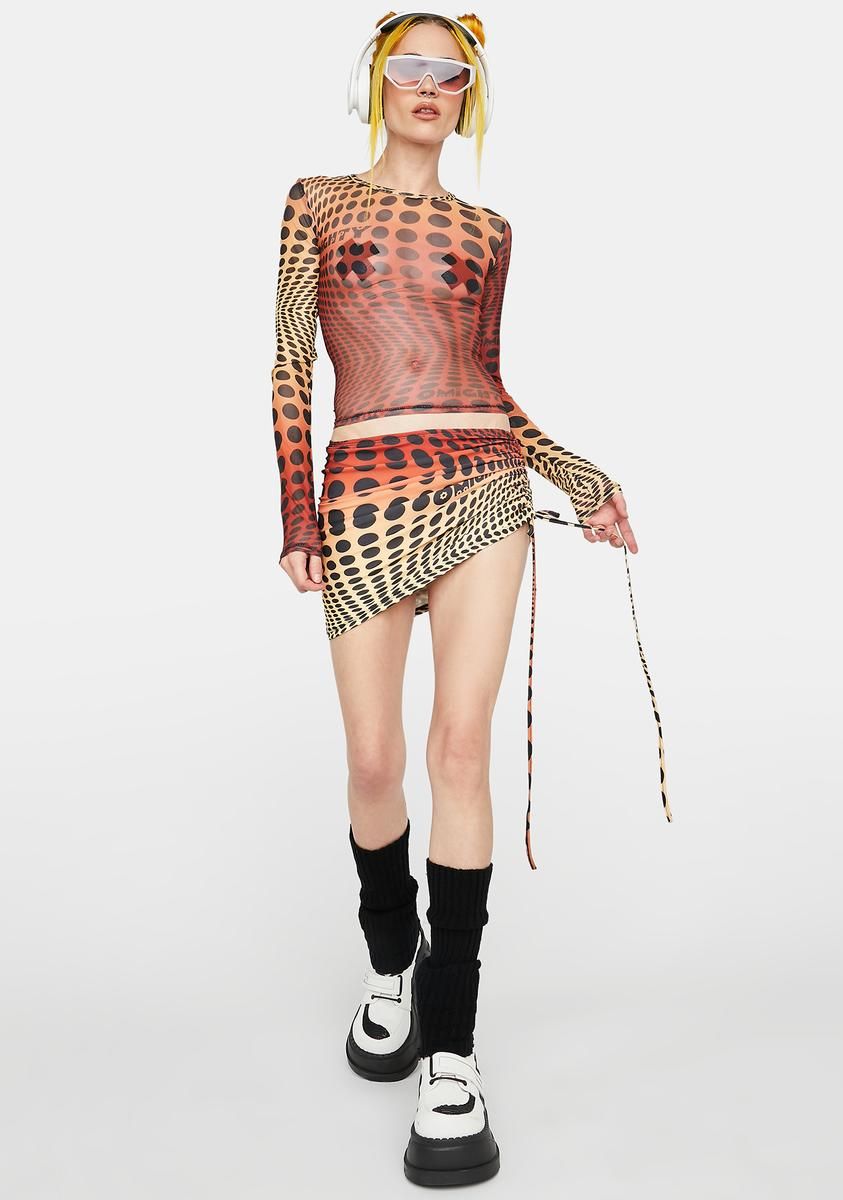 Orange Illusion Mesh Top sold by Dolls Kill product image thumbnail 3