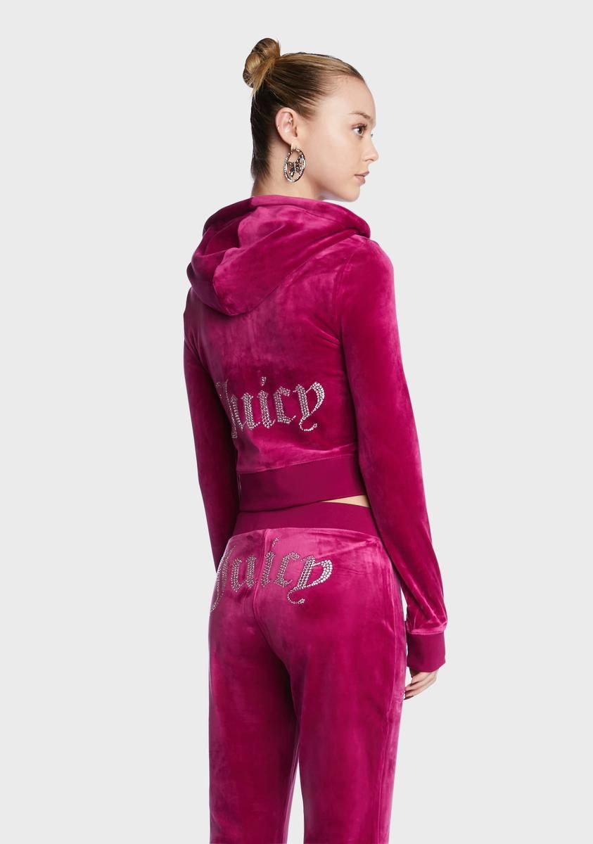 Raspberry Glaze OG Big Bling Velour Hoodie sold by Dolls Kill product image thumbnail 2