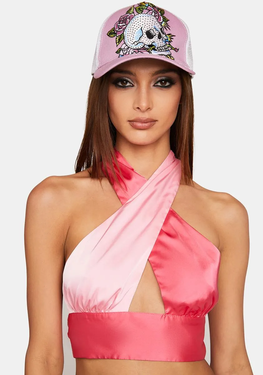 Socialite Life Satin Halter Top sold by Dolls Kill