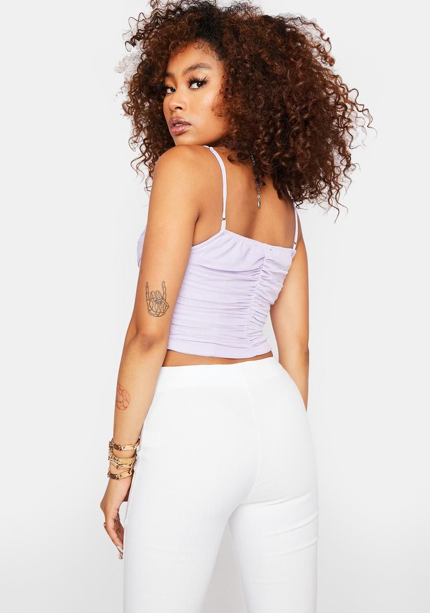 Lilac Ruched Crop Top sold by Dolls Kill product image thumbnail 4