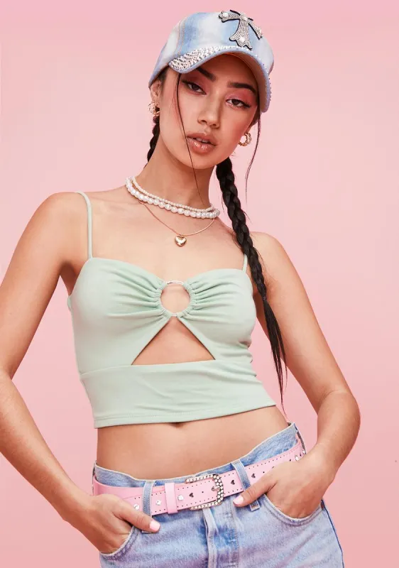 Sage Wants & Needs O-Ring Crop Top sold by Dolls Kill