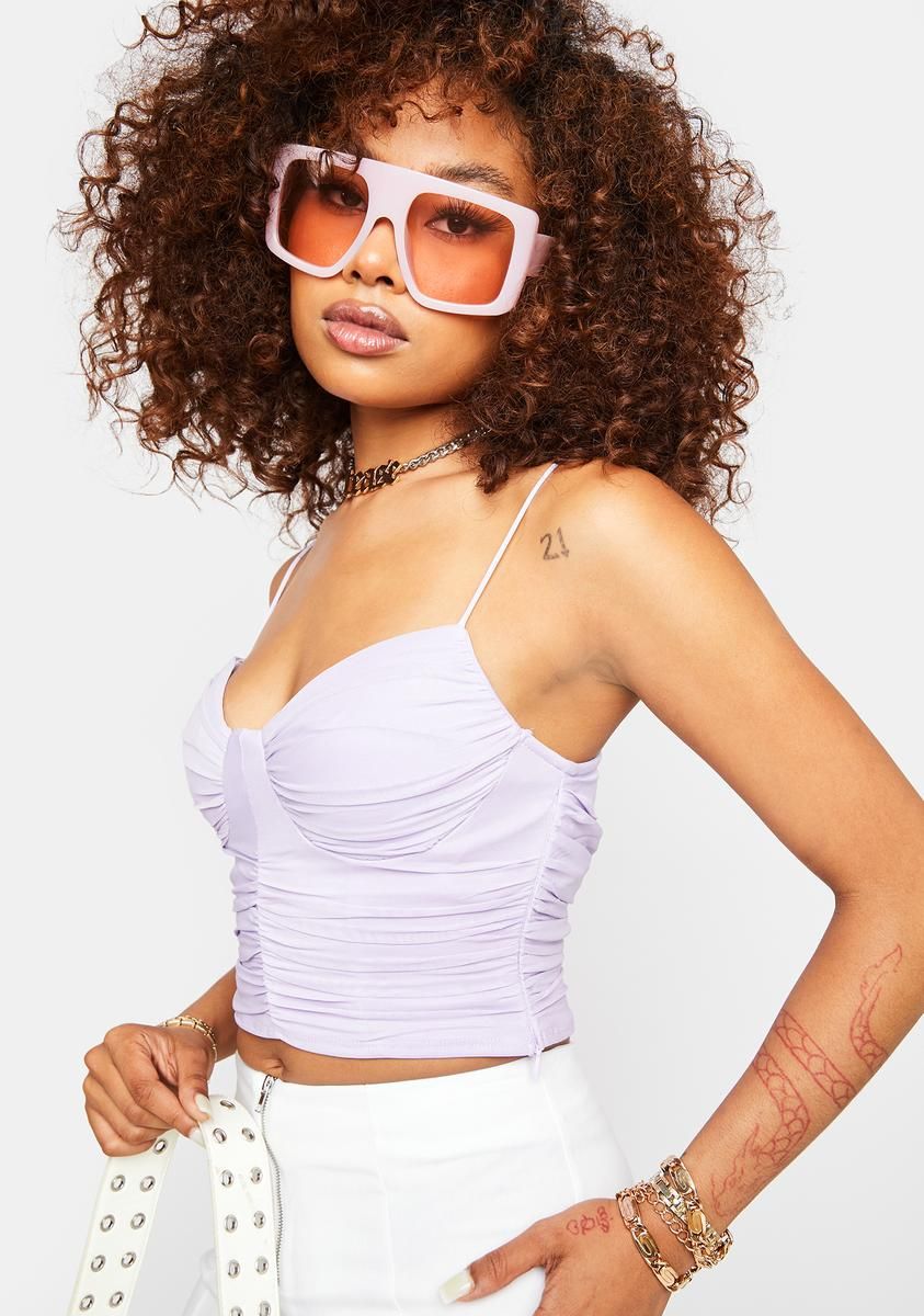 Lilac Ruched Crop Top sold by Dolls Kill product image thumbnail 2