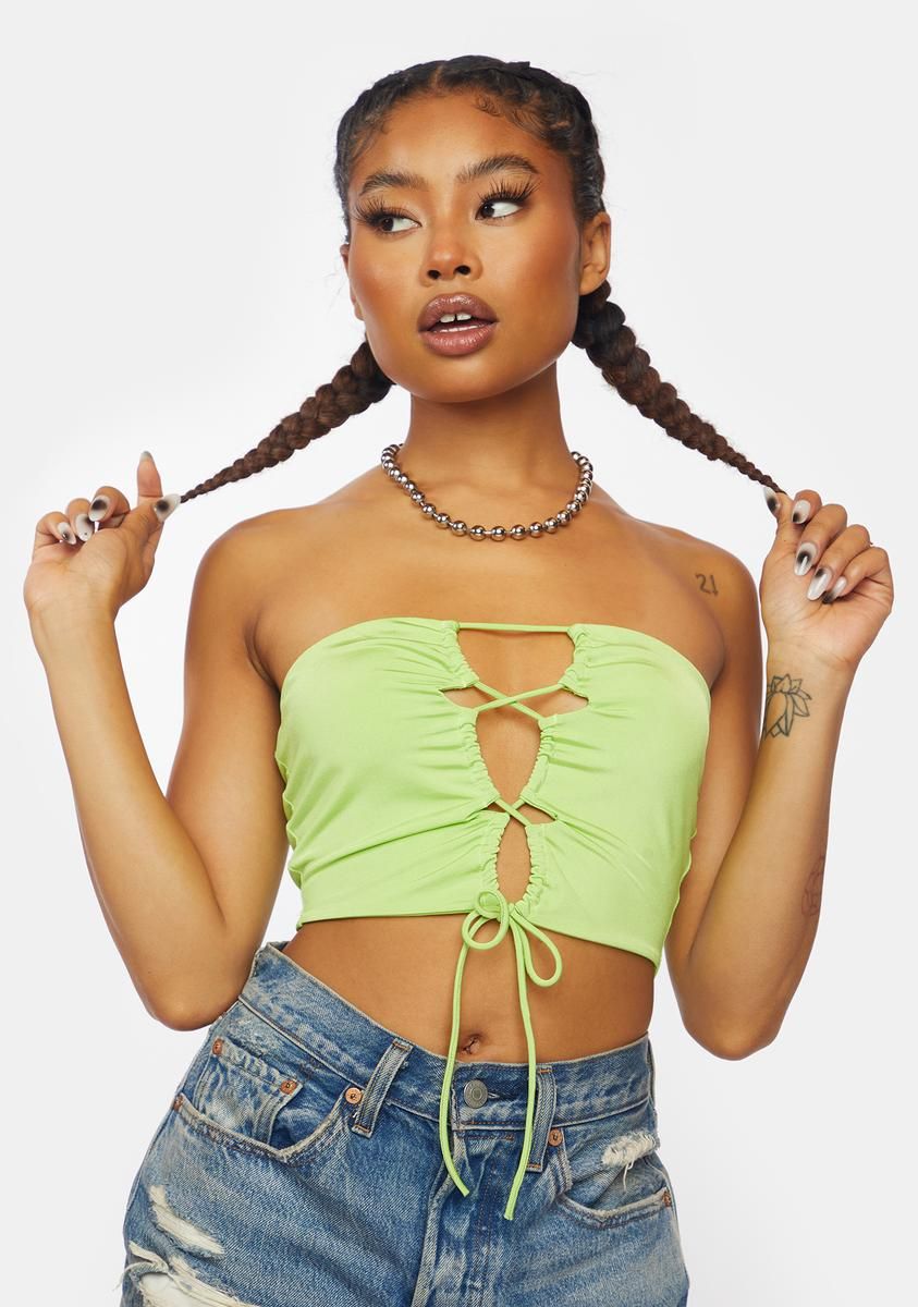 Bit Of Honey Lace Up Tube Top sold by Dolls Kill