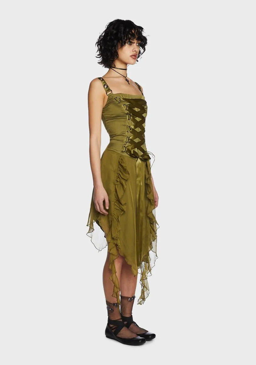 Life's No Fairytale Midi Dress - Olive sold by Dolls Kill product image thumbnail 3