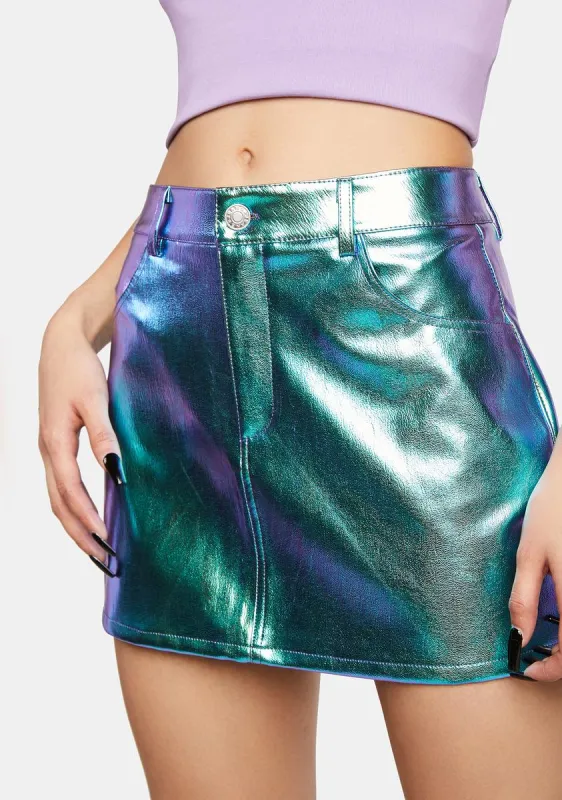 Metallic Faux Leather Skirt sold by Dolls Kill