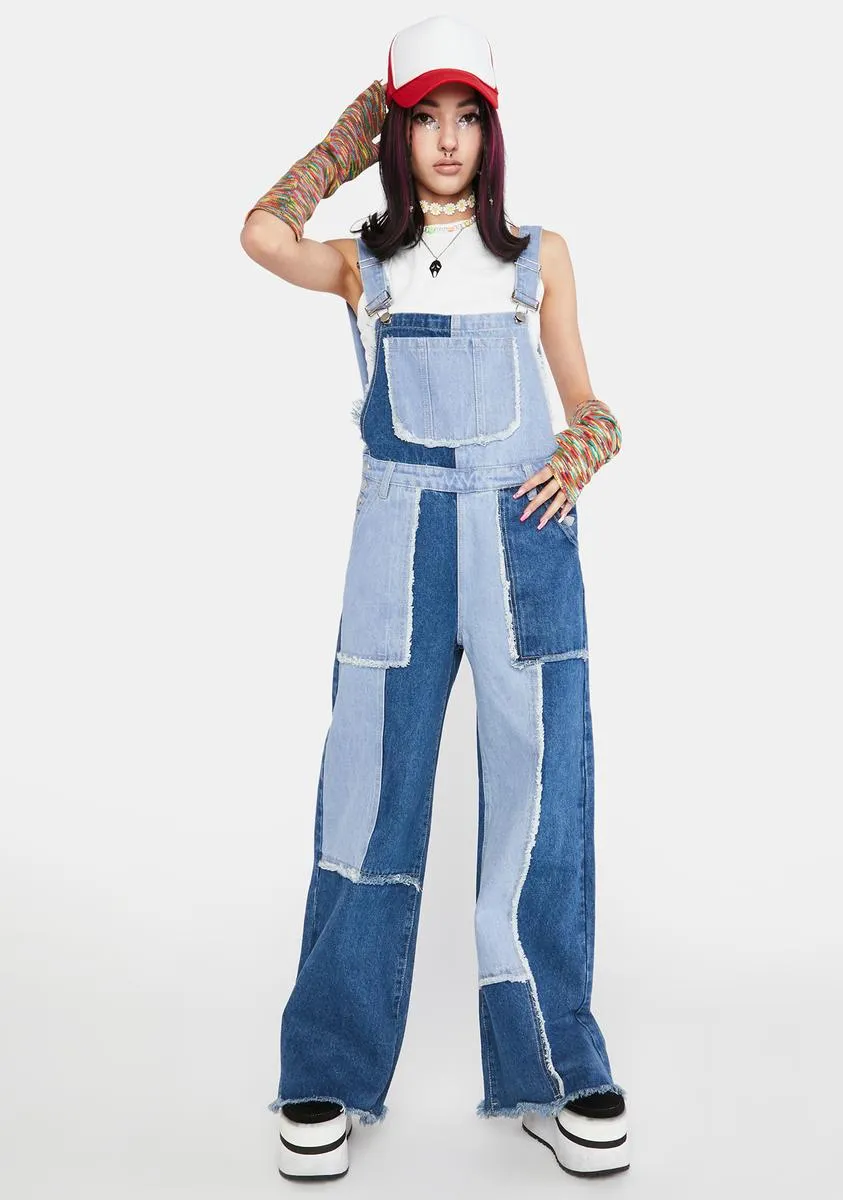 Cute Reaction Patchwork Denim Overalls sold by Dolls Kill product image thumbnail 3