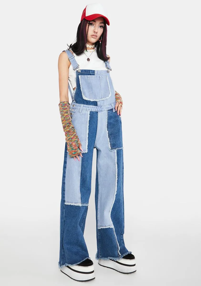 Cute Reaction Patchwork Denim Overalls sold by Dolls Kill product image thumbnail 2