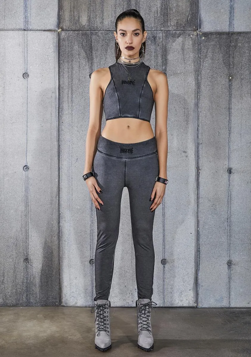 Snare Washed Black Low Rise Leggings sold by Dolls Kill product image thumbnail 2