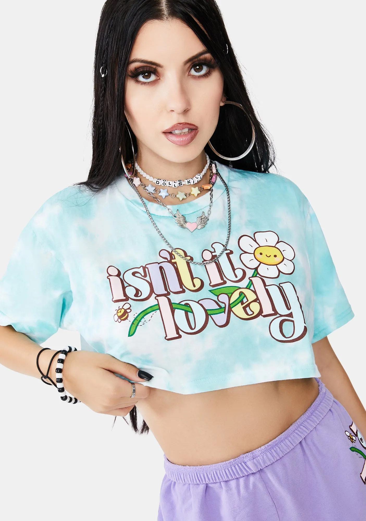 Lovely Tie Dye Crop Tee sold by Dolls Kill