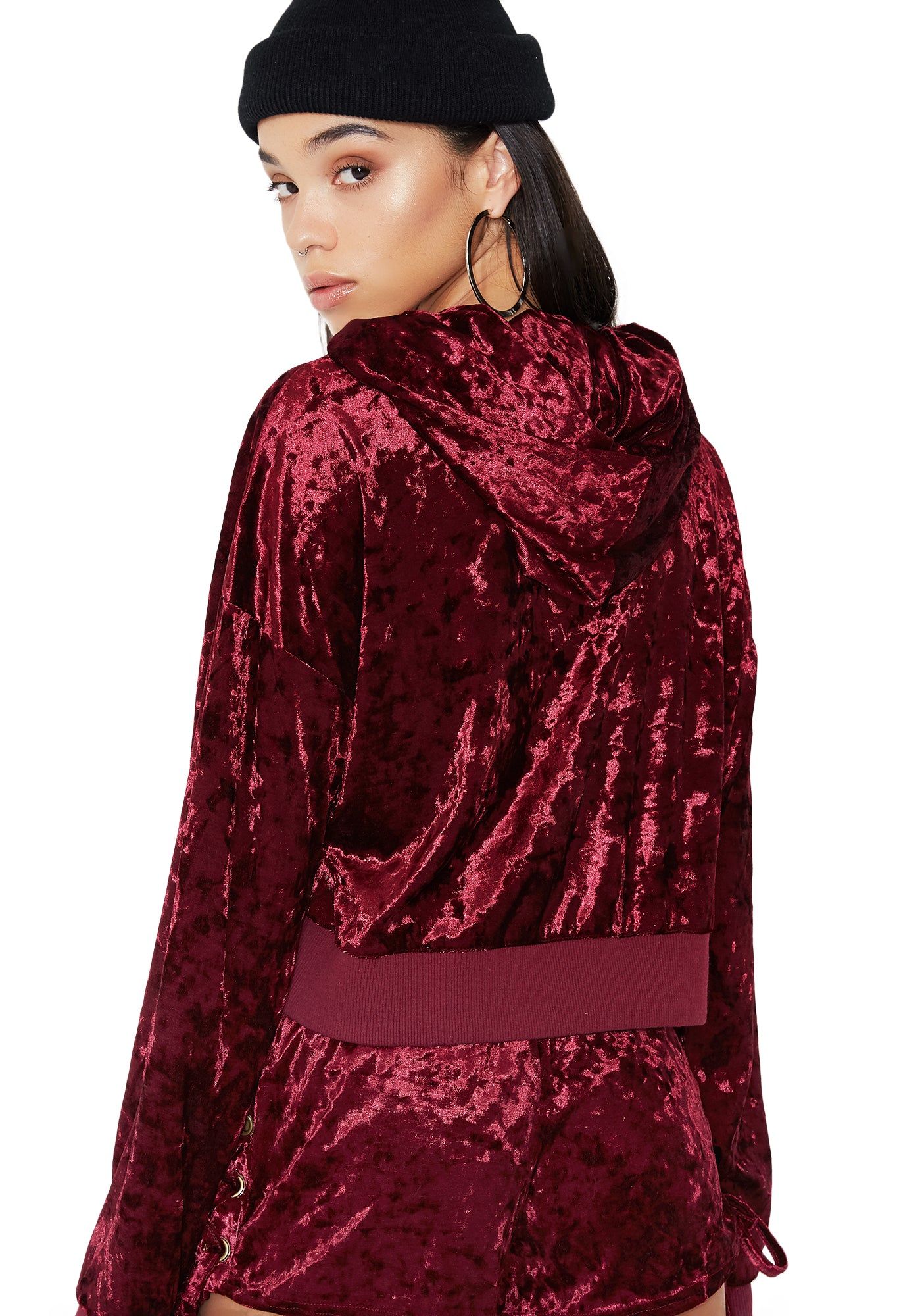 Crush On U Mesh Panel Velvet Hoodie sold by Dolls Kill product image thumbnail 5