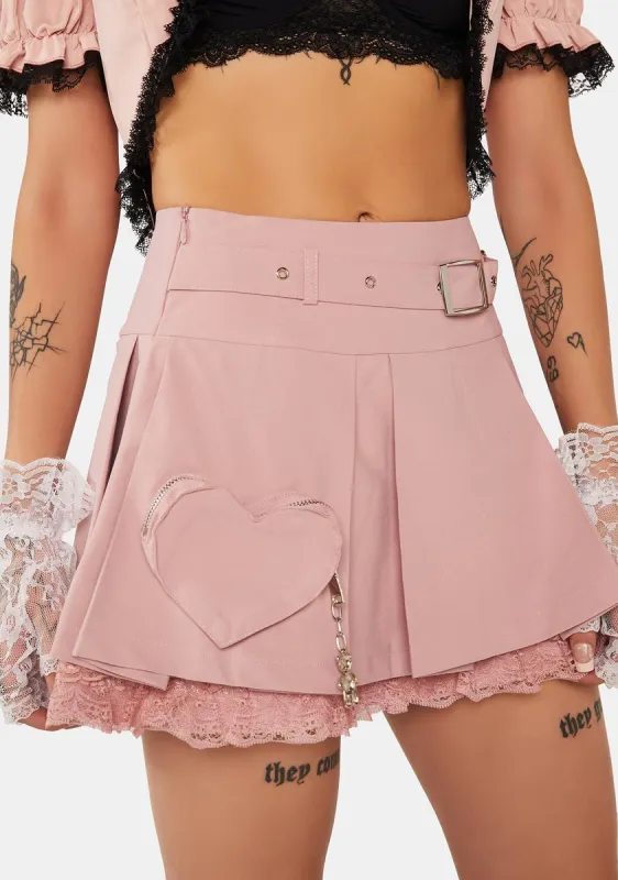 Alternative Rebel Heart Bag Pleated Mini Skirt sold by Dolls Kill