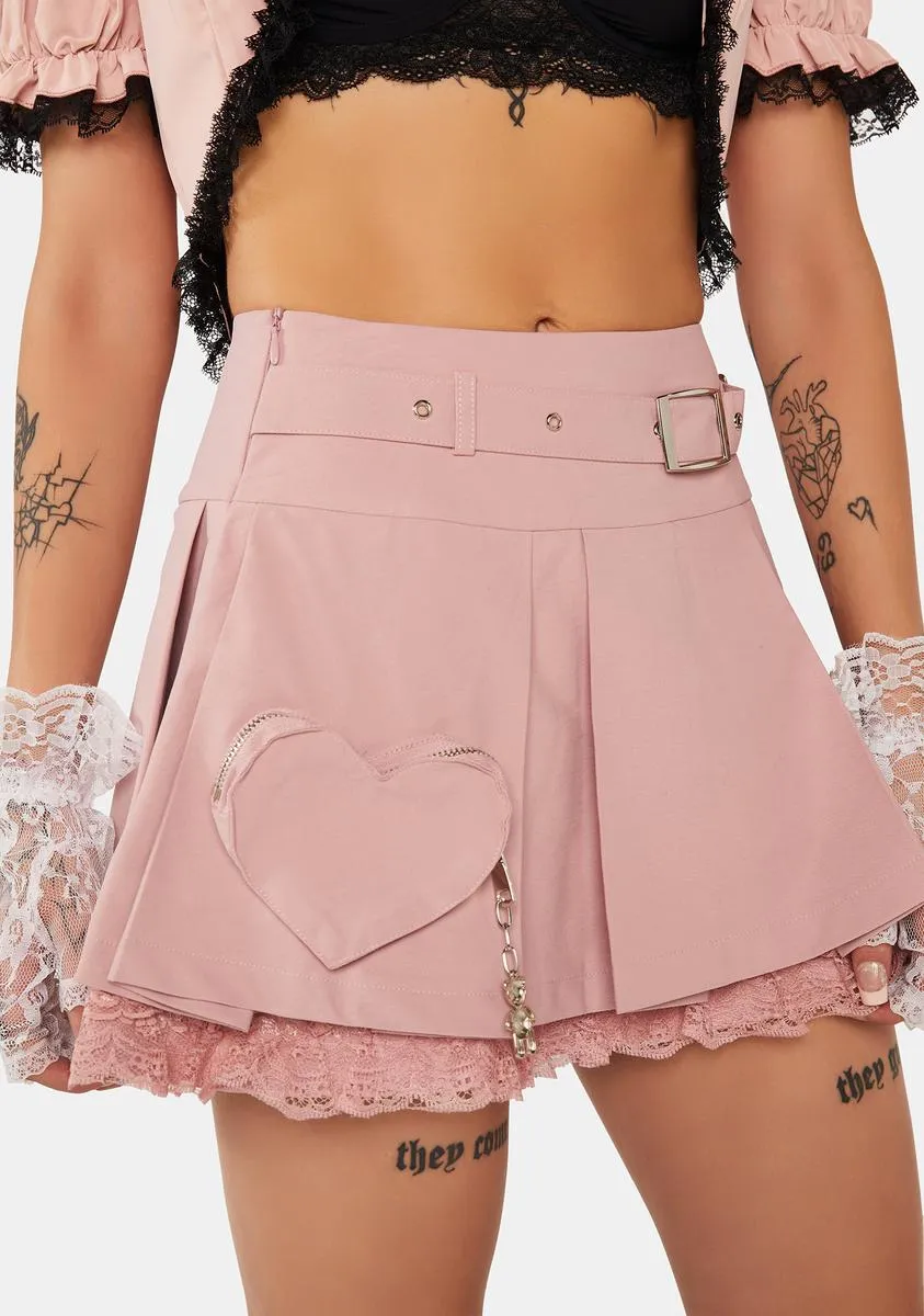 Alternative Rebel Heart Bag Pleated Mini Skirt sold by Dolls Kill