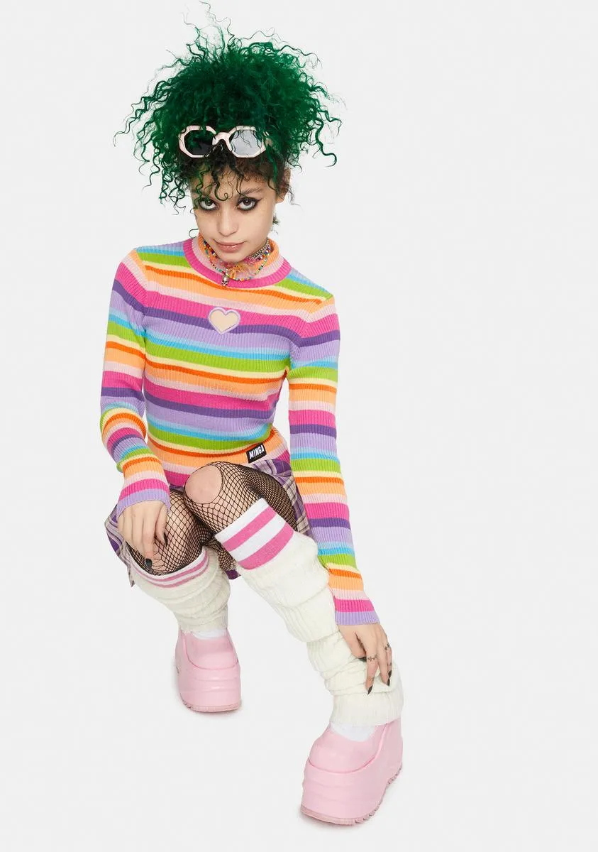 Heart Cutout Striped Knit Ribbed Top sold by Dolls Kill product image thumbnail 3