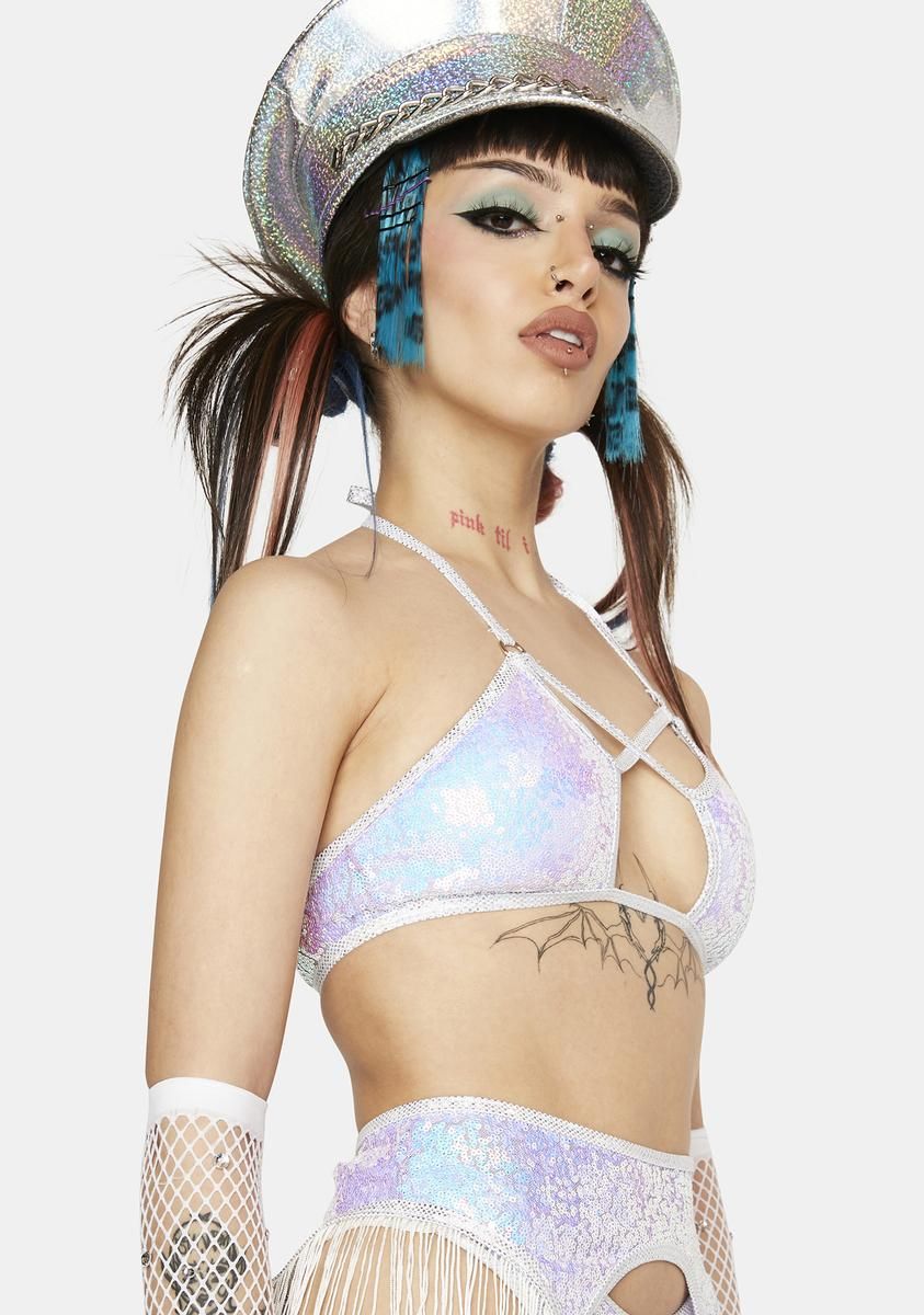 Ice Sequin Criss Cross Bra Top sold by Dolls Kill product image thumbnail 2