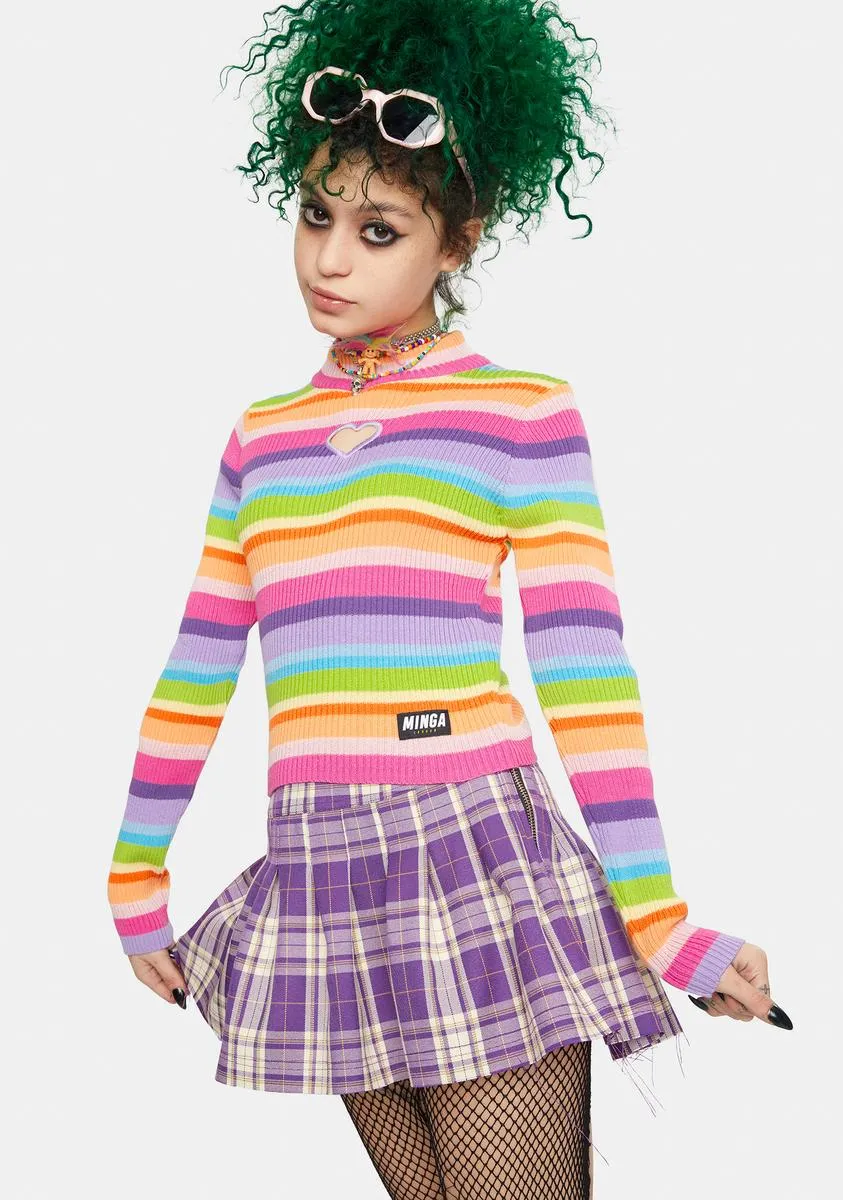 Heart Cutout Striped Knit Ribbed Top sold by Dolls Kill product image thumbnail 2