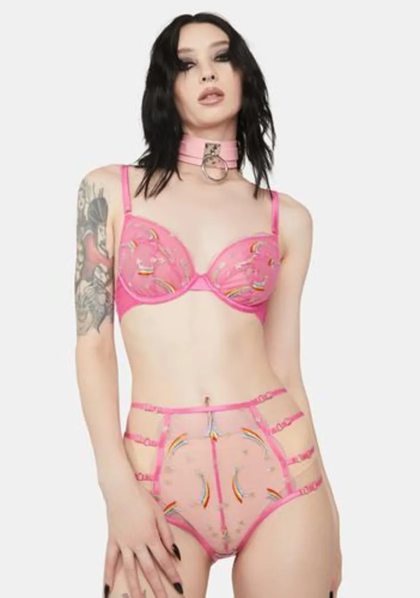 Coccinelle Rainbow Shooting Star Pride Embroidery High-Waisted Brief sold by Dolls Kill product image thumbnail 2