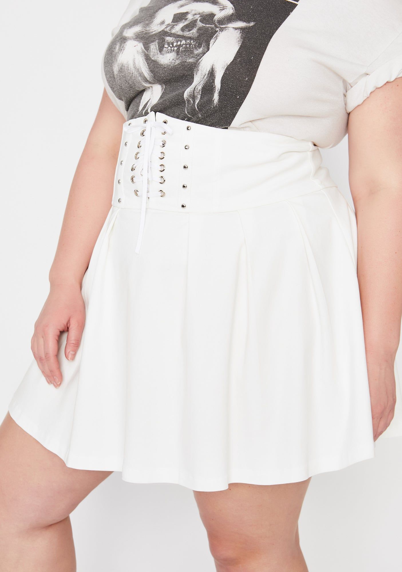 She's Fatally Obsessed Lace Up Skirt sold by Dolls Kill