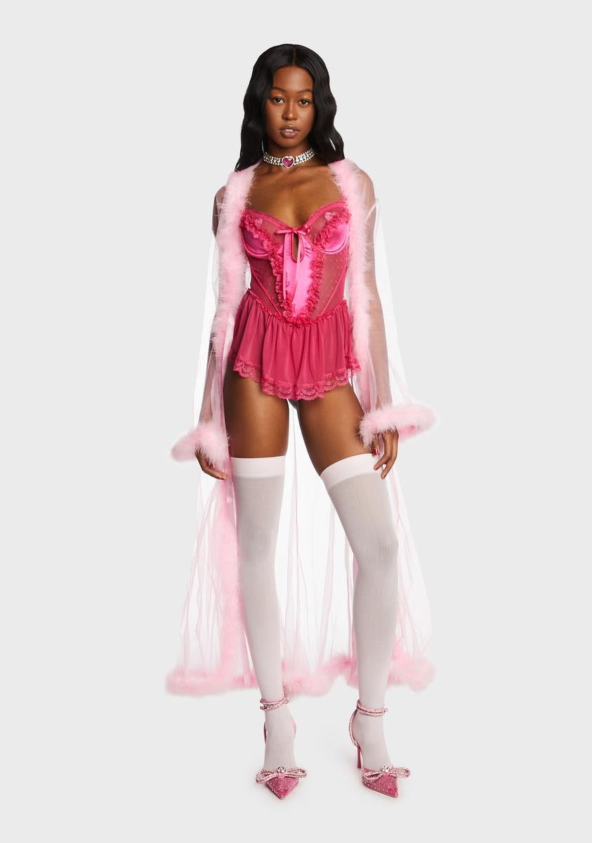 Spoiled But Not Rotten Lace Teddy - Hot Pink sold by Dolls Kill product image thumbnail 5