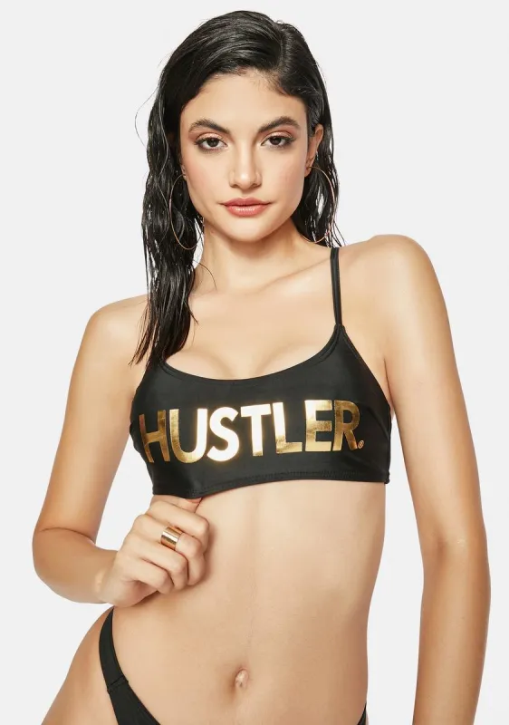 Noir Hustler Logo Bikini Top sold by Dolls Kill