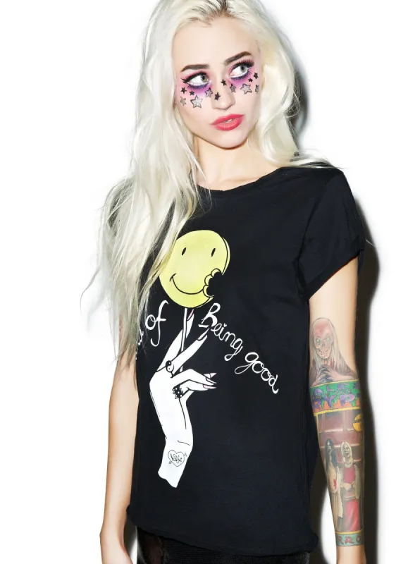 Tired Of Being Good Crew Tee sold by Dolls Kill