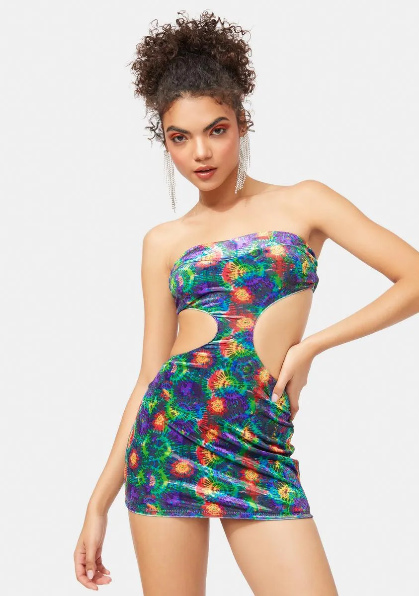 Take A Trip Cutout Tie Dye Dress sold by Dolls Kill