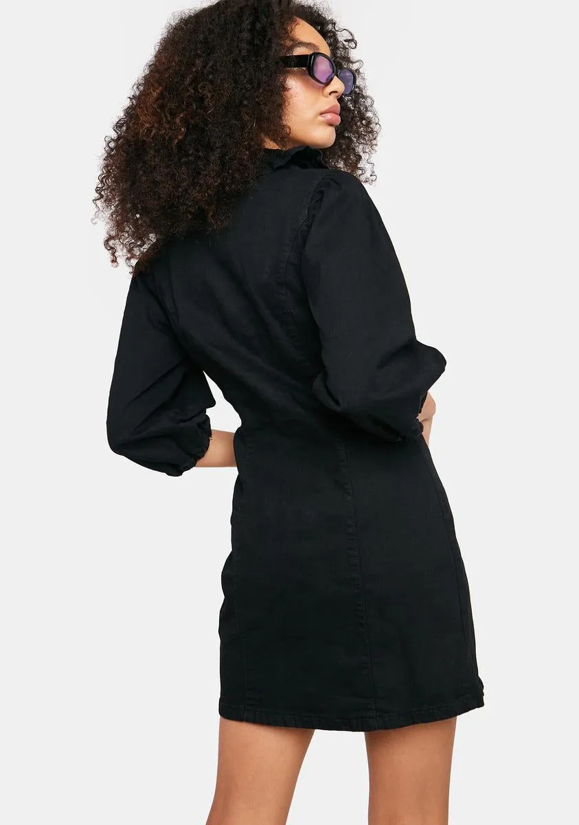 Black Button Down Mini Dress sold by Dolls Kill product image thumbnail 4