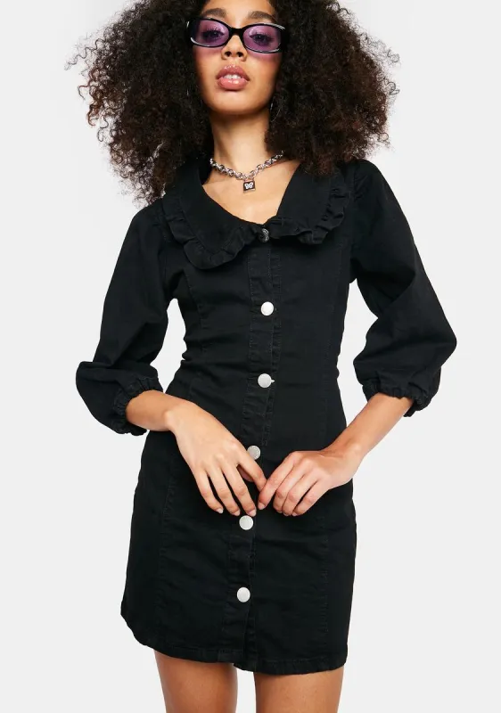 Black Button Down Mini Dress sold by Dolls Kill