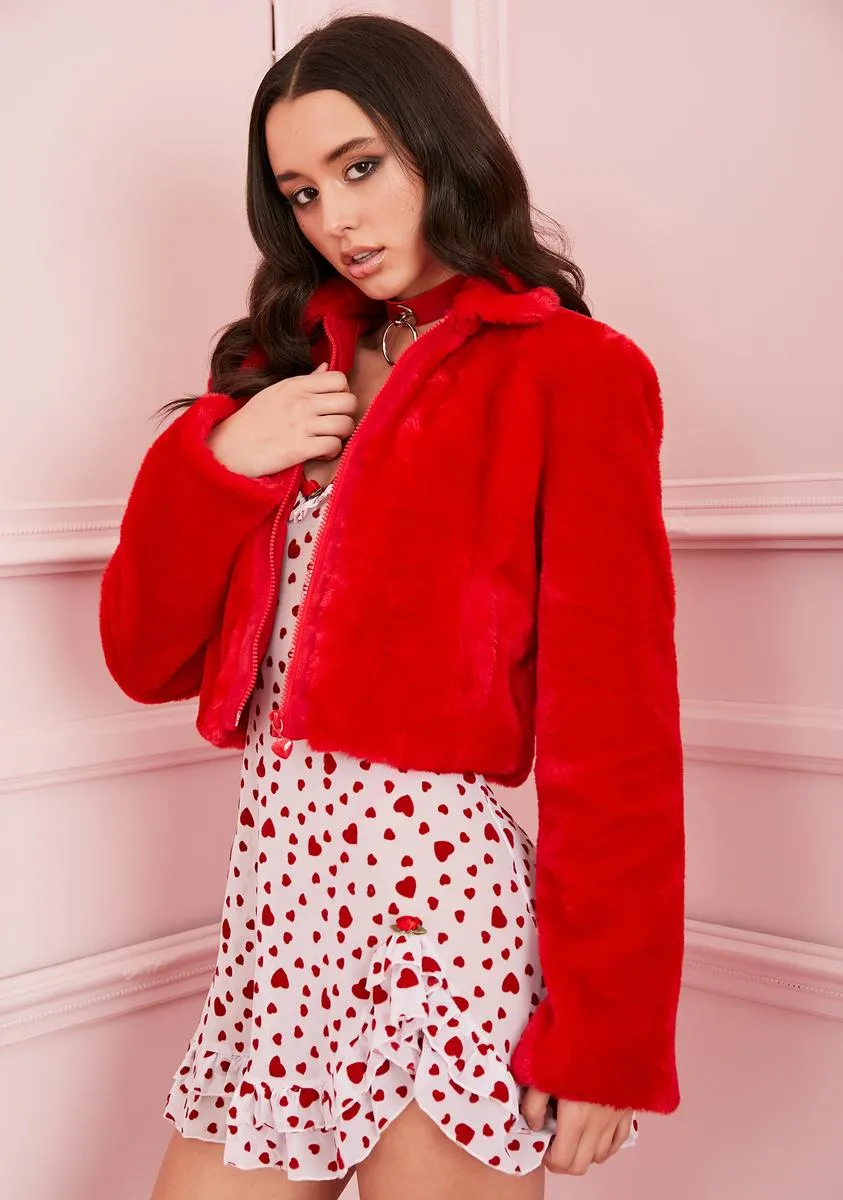Cupid's Fool Faux Fur Jacket sold by Dolls Kill