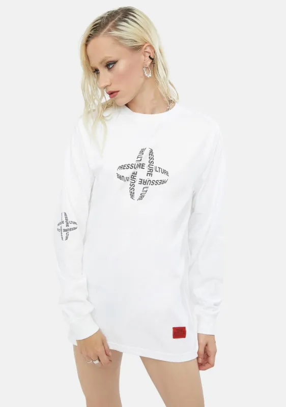 Beta White Center Long Sleeve Tee sold by Dolls Kill