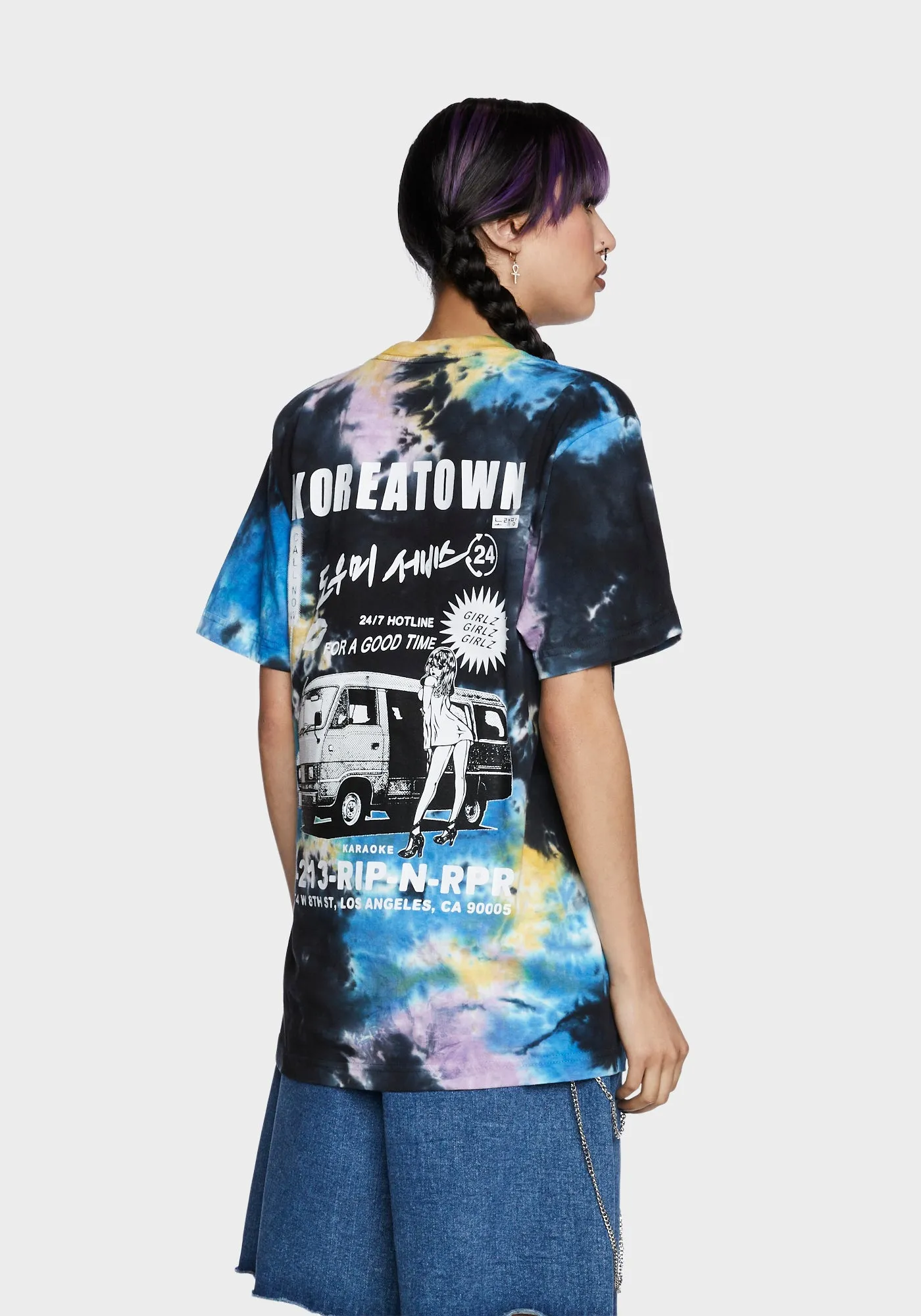 Hotline Tie Dye Graphic Tee sold by Dolls Kill product image thumbnail 4