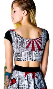 Japanese Printed Crop Top sold by Dolls Kill