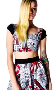 Japanese Printed Crop Top sold by Dolls Kill
