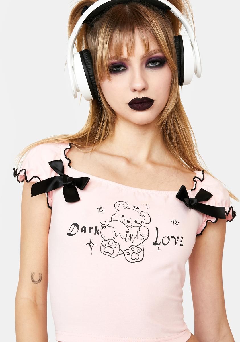 Crop Top With Teddy Bear Graphic sold by Dolls Kill