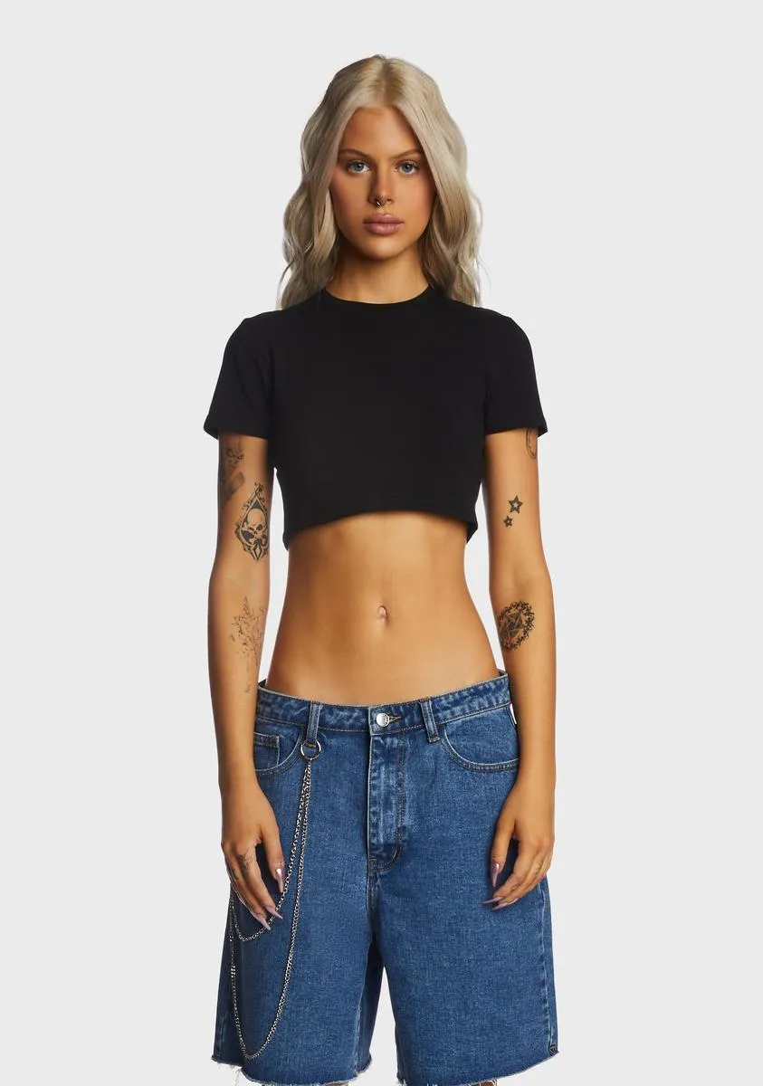 Black Short Sleeve Crop Top sold by Dolls Kill