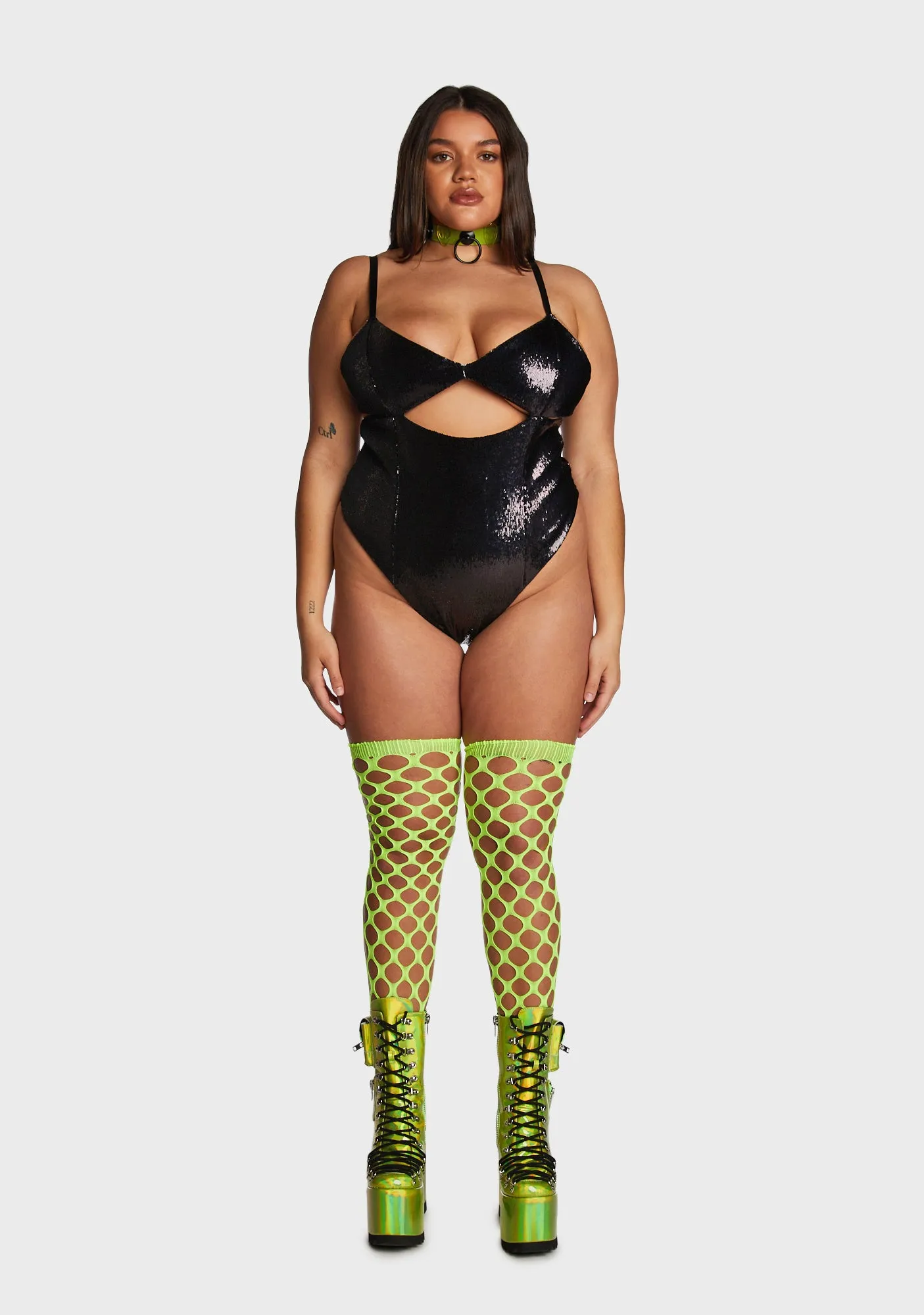 Plus Alien Encounter Sequin Bodysuit sold by Dolls Kill