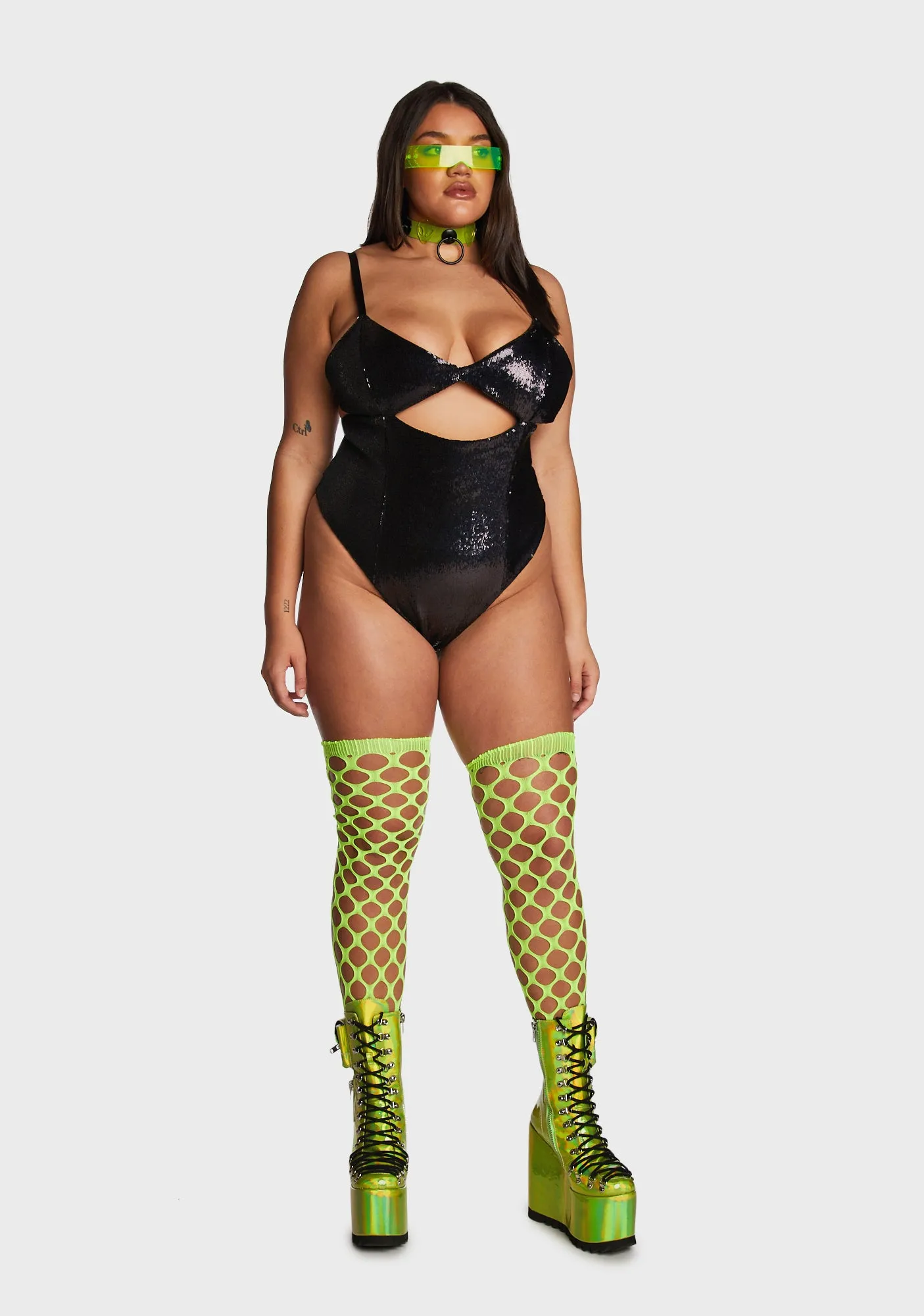 Plus Alien Encounter Sequin Bodysuit sold by Dolls Kill product image thumbnail 5