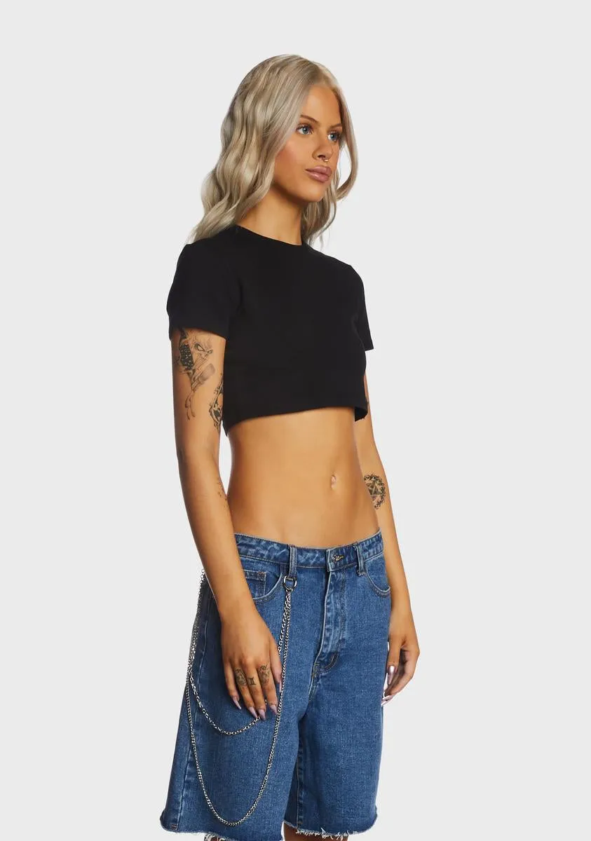 Black Short Sleeve Crop Top sold by Dolls Kill product image thumbnail 3