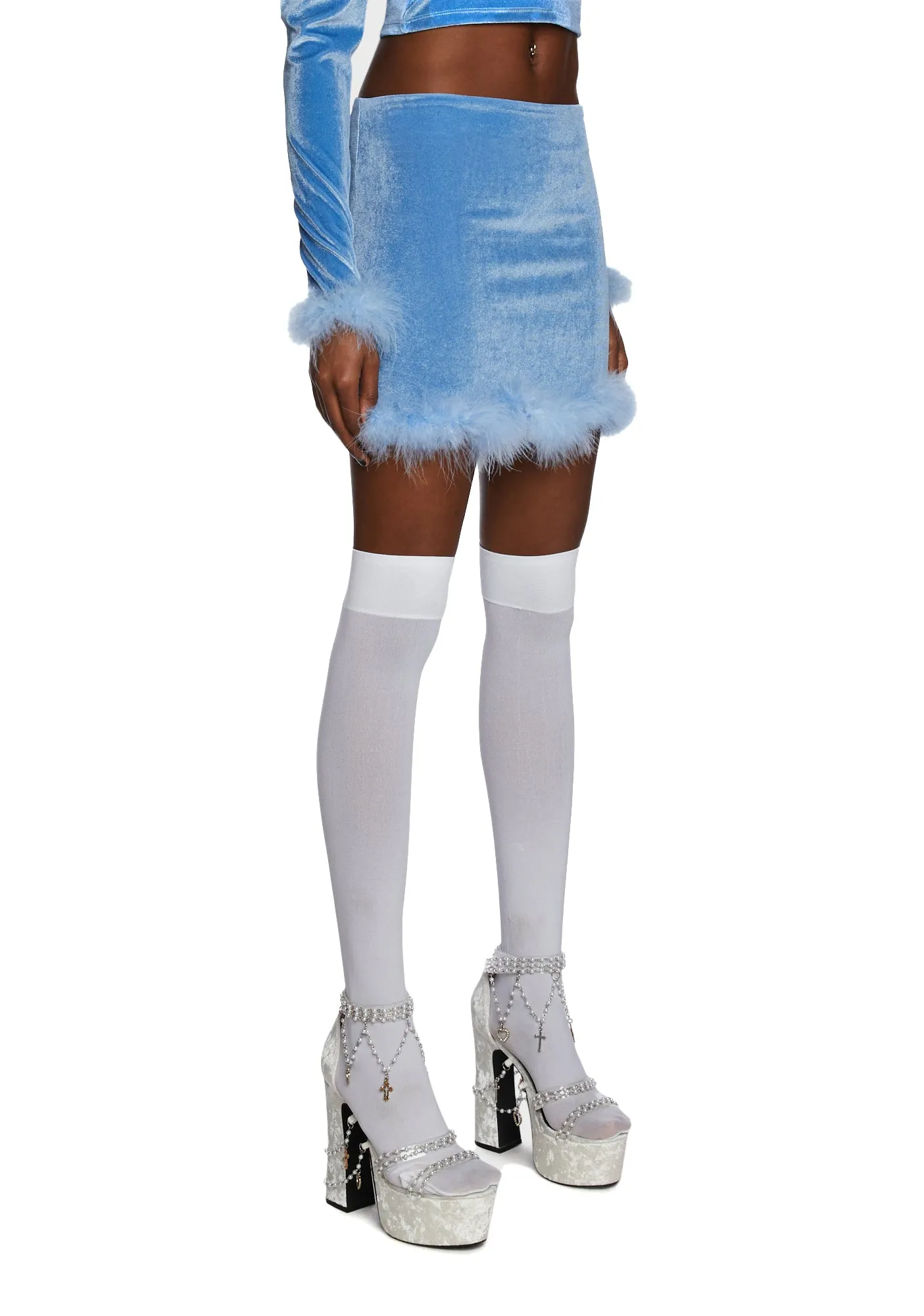 Filthy Femme Velvet Mini Skirt - Blue sold by Dolls Kill product image thumbnail 3