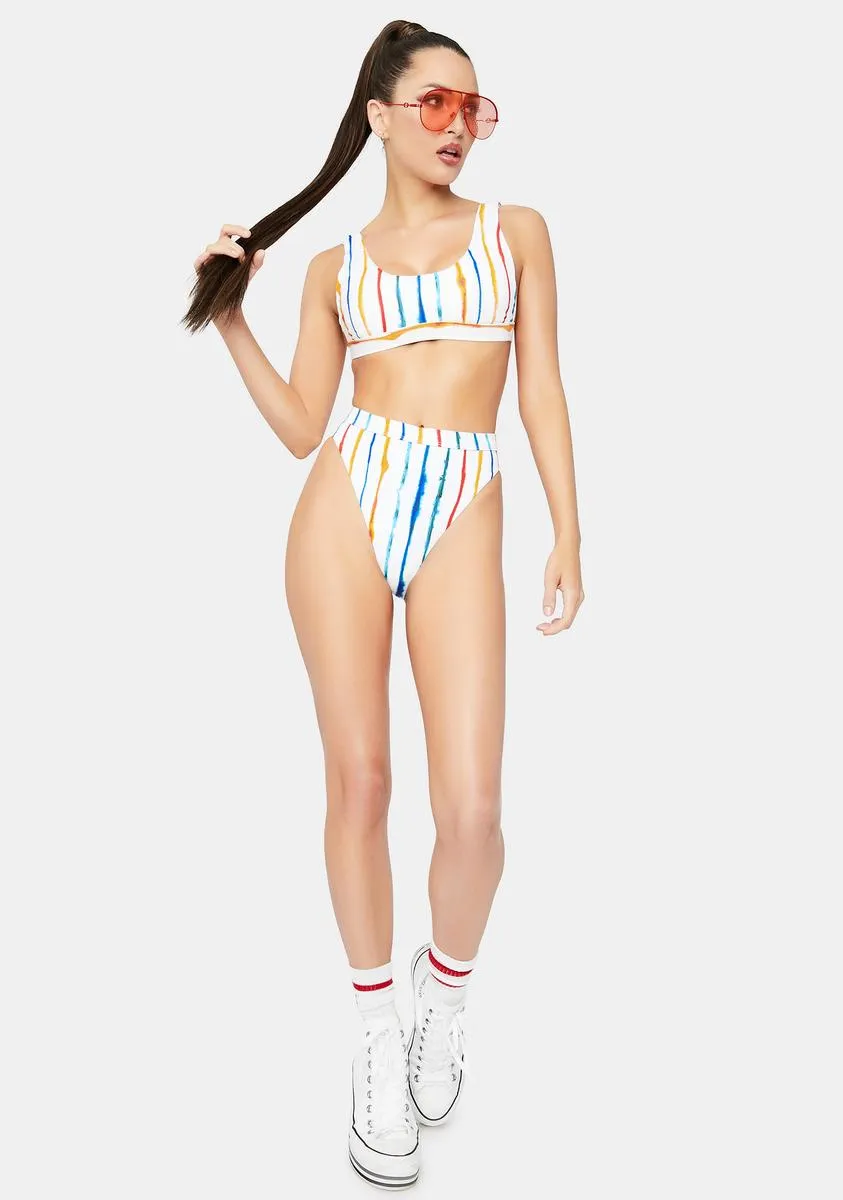 Watercolor Multi Stripe Ultra Bikini Bottoms sold by Dolls Kill product image thumbnail 3