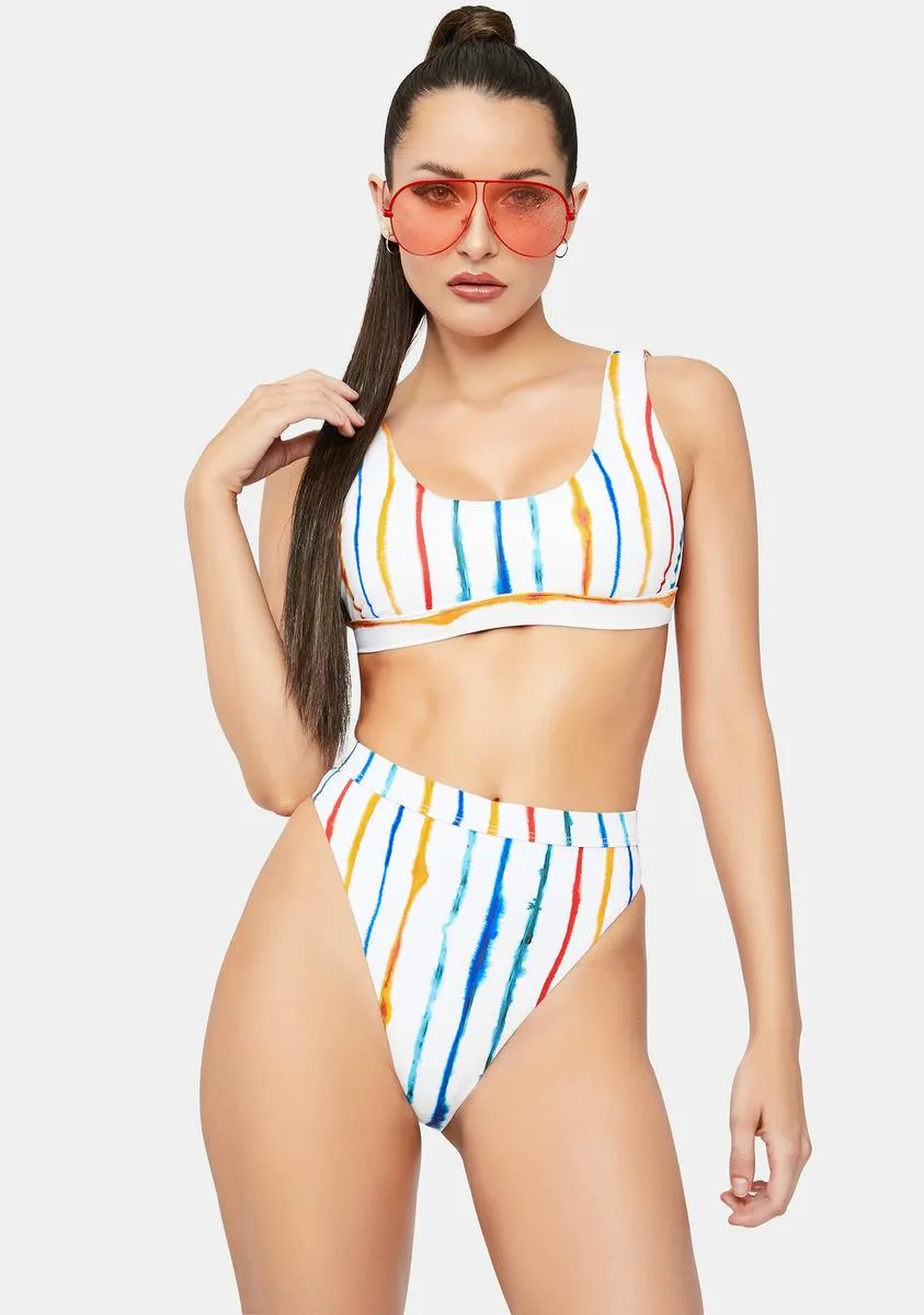 Watercolor Multi Stripe Ultra Bikini Bottoms sold by Dolls Kill product image thumbnail 2